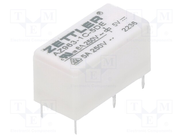 Relay: electromagnetic; SPDT; Ucoil: 5VDC; 6A/250VAC; 6A/30VDC; 6A