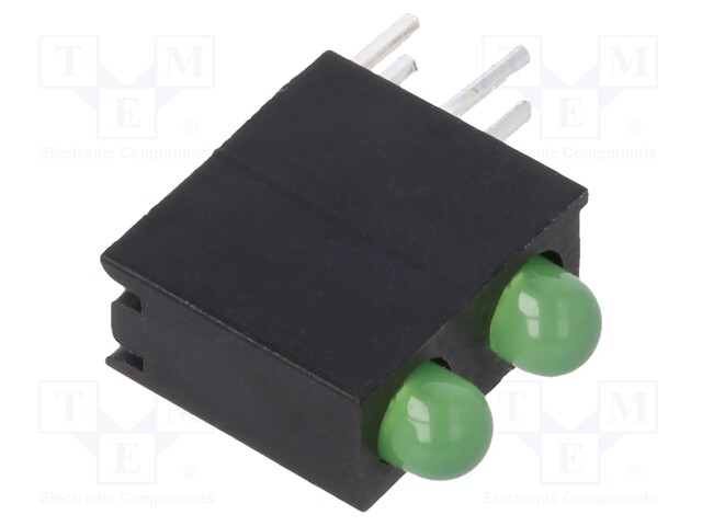 LED; in housing; yellow green; 3mm; No.of diodes: 2; 20mA; 30°