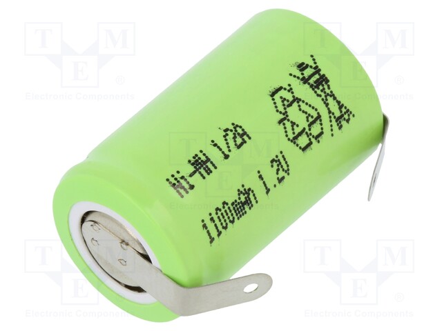 Re-battery: Ni-MH; 1/2A; 1.2V; 1100mAh; Leads: soldering lugs