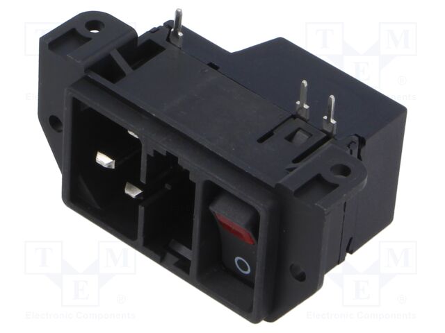 Connector: AC supply; socket; male; 10A; IEC 60320; C14 (E); THT