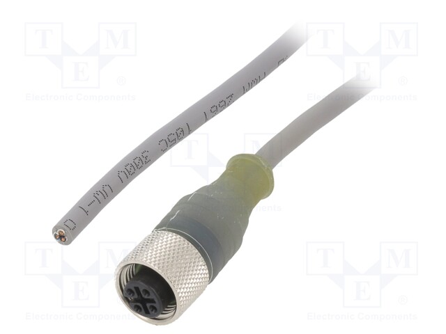 Connection lead; M12; PIN: 3; straight; 5m; plug; 250VAC; 3.1A; IP67