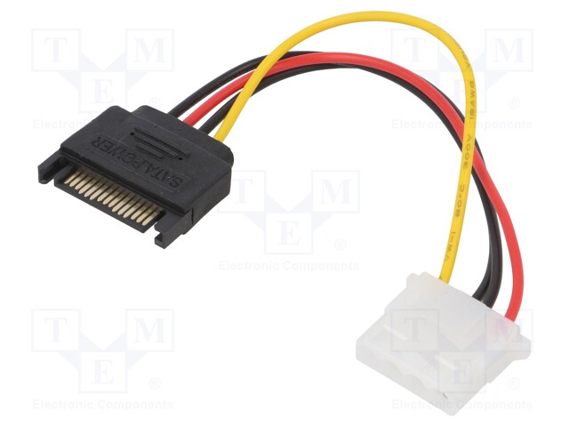 Cable: mains SATA; Molex female,SATA male; 0.15m