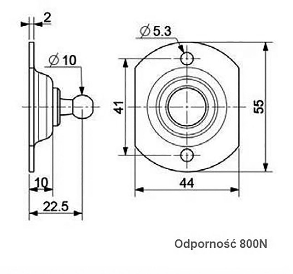 Mounting element for gas spring; Mat: zinc plated steel; 10mm