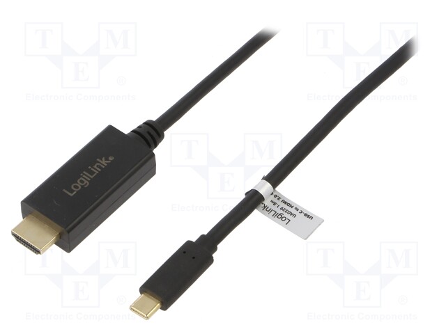 Adapter; HDMI plug,USB C plug; 1.8m; black; 32AWG