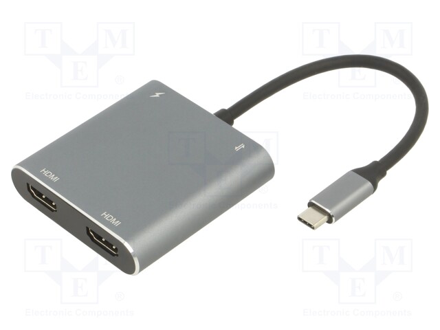 Adapter; OTG,USB 3.0; nickel plated; 0.15m; black; 5Gbps; silver