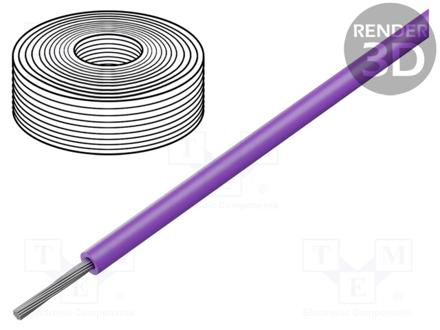 Wire; SiF; stranded; Cu; 4mm2; silicone; violet; -60÷180°C; 500V