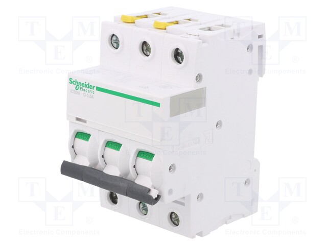 Circuit breaker; 400VAC; Inom: 0.5A; Poles: 3; DIN; Charact: C; 6kA