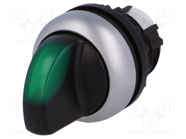 Switch: rotary; Stabl.pos: 3; 22mm; green; IP67; Pos: 3; Ø22.5mm