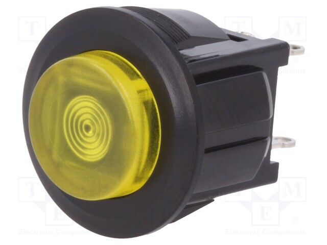 Switch: push-button; Pos: 2; SPST-NO; 3A/125VAC; yellow; yellow