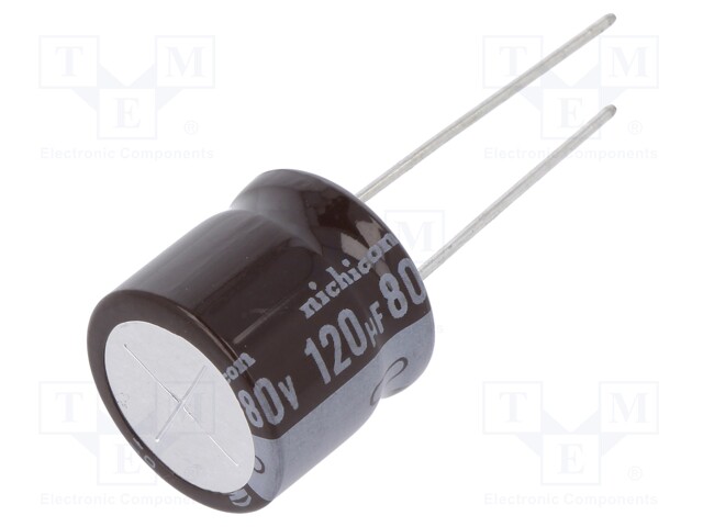 Capacitor: electrolytic; low impedance; THT; 120uF; 80VDC; ±20%