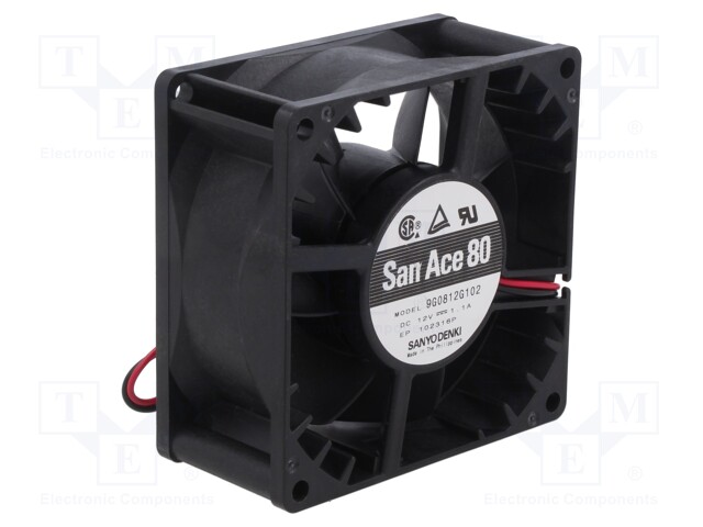 Fan: DC; axial; 12VDC; 80x80x38mm; 153m3/h; 51dBA; ball bearing