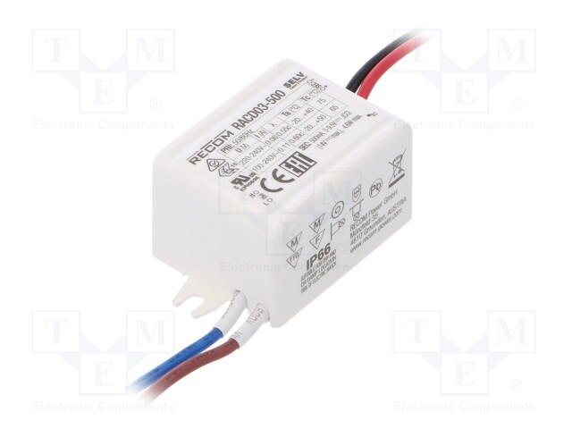 Power supply: switched-mode; LED; 3W; 3÷9.5VDC; 500mA; 90÷264VAC