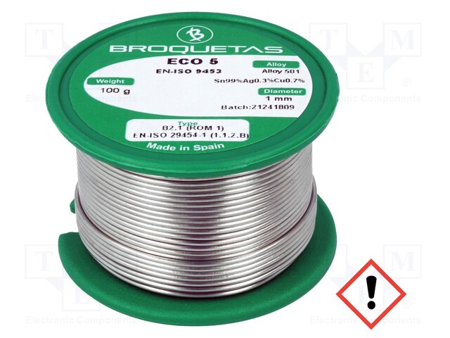 Soldering wire; Sn99Ag0,3Cu0,7; 1mm; 0.1kg; lead free; 217÷227°C