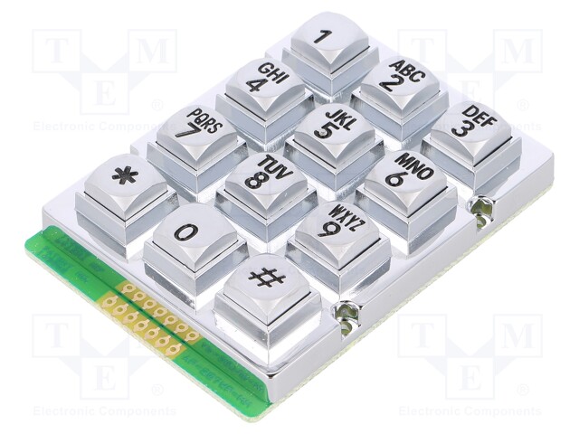 Keypad: metal; No.of butt: 12; none; metal; 200mΩ; 1.2N; 20mA; W: 56mm