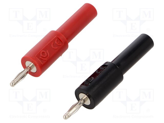 Adapter,socket,plug; 2mm banana; 36A; 70VDC; red and black; 4mm