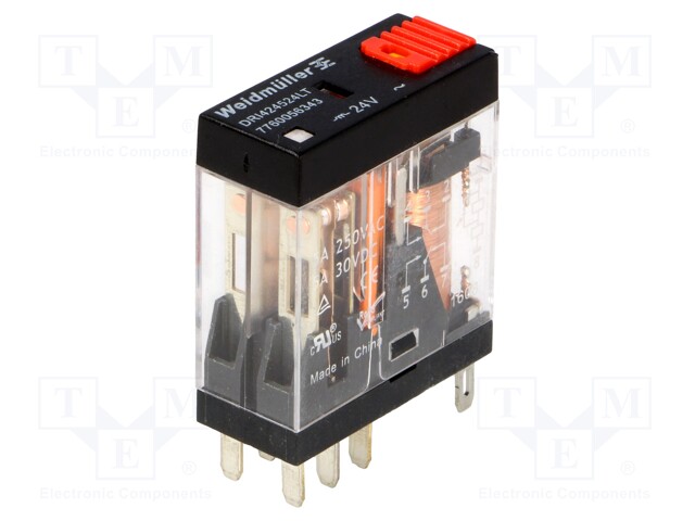 Relay: electromagnetic; DPDT; Ucoil: 24VAC; 5A/250VAC; 5A/30VDC; 5A