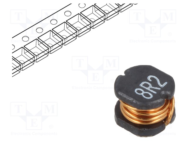 Inductor: wire; SMD; 8.2uH; 80mΩ; -40÷125°C; ±20%; 1.5A