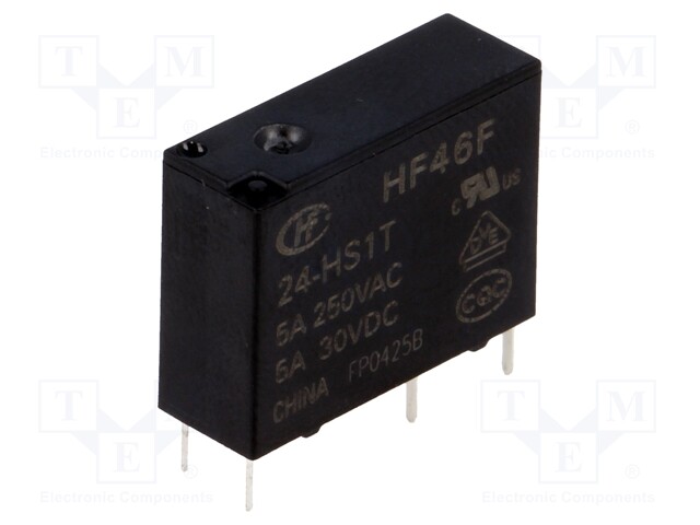 Relay: electromagnetic; SPST-NO; Ucoil: 24VDC; 5A; max.250VAC