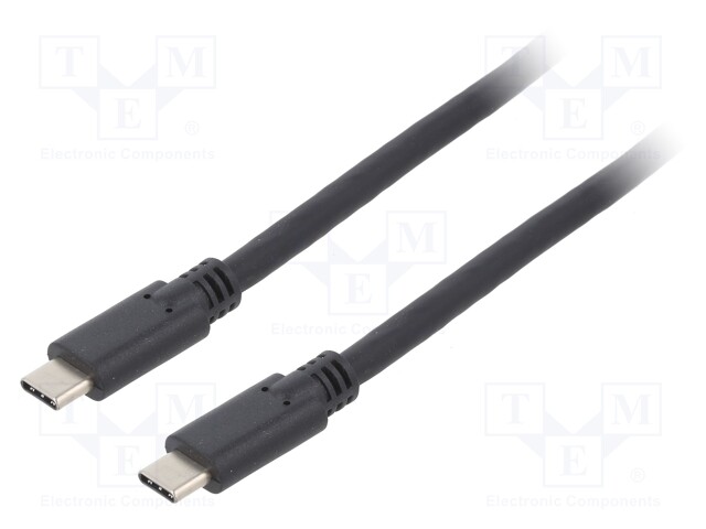 Cable; USB 3.2; both sides,USB C plug; 1.5m; black; 5Gbps; 60W