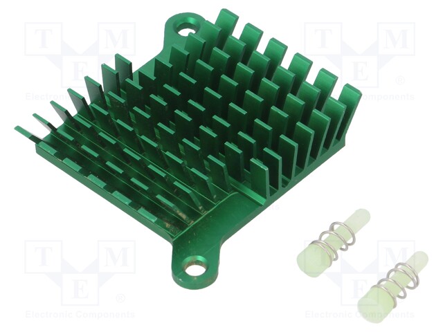 Heatsink: extruded; grilled; green; L: 40mm; W: 38mm; H: 10mm; 5°C/W