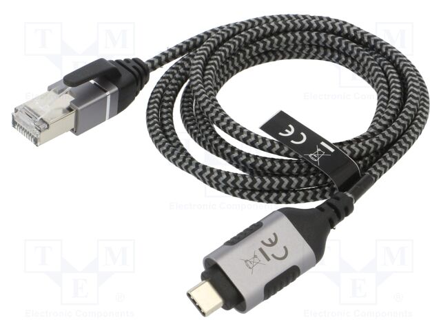 Cable; slim,USB 3.1; RJ45 plug,USB C plug; nickel plated; 1.5m