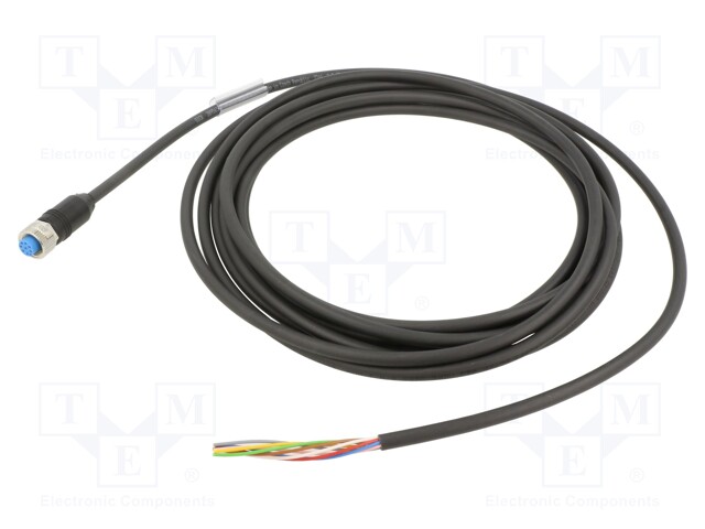 Connection lead; M12; PIN: 8; straight; 5m; plug; 30VAC; 2A; -40÷80°C