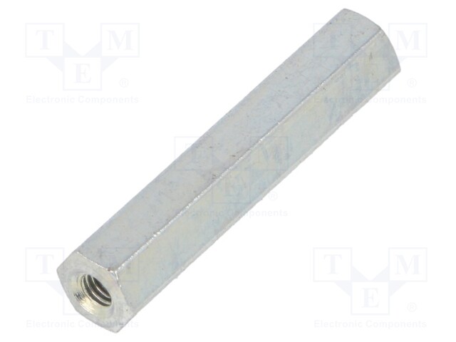 Screwed spacer sleeve; Int.thread: M3; 30mm; hexagonal; steel