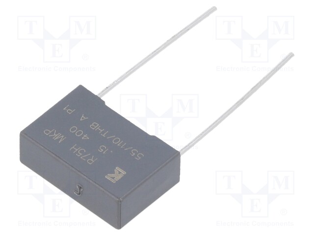 DC Film Capacitor, 0.15 µF, 400 V, Metallized PP, ± 5%, R75H Series, Radial Box