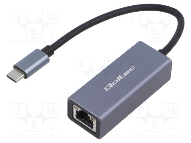 Transition: adapter; USB 3.1; PnP; grey; RJ45 socket,USB C plug