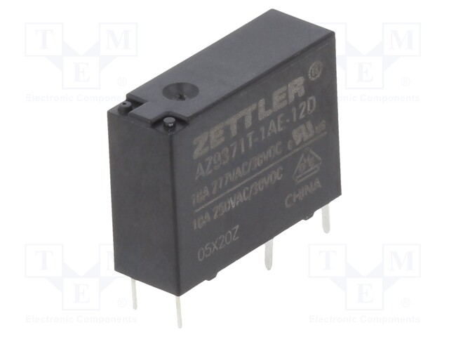 Relay: electromagnetic; SPST-NO; Ucoil: 12VDC; 10A/277VAC; 10A