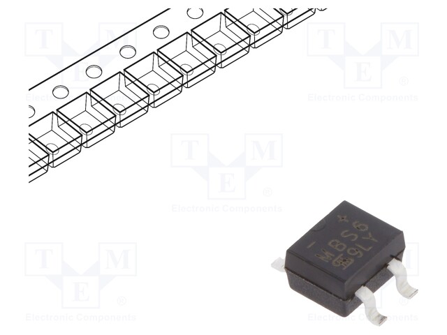 Single-phase bridge rectifier; Urmax: 600V; If: 0.8A; Ifsm: 35A