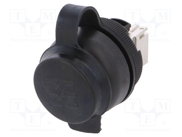 RJ45 socket; 22mm; FrontCom; -40÷70°C; Ø22mm; IP65; Colour: black