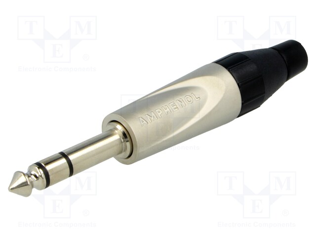 Plug; Jack 6,35mm; male; stereo; straight; for cable; soldering