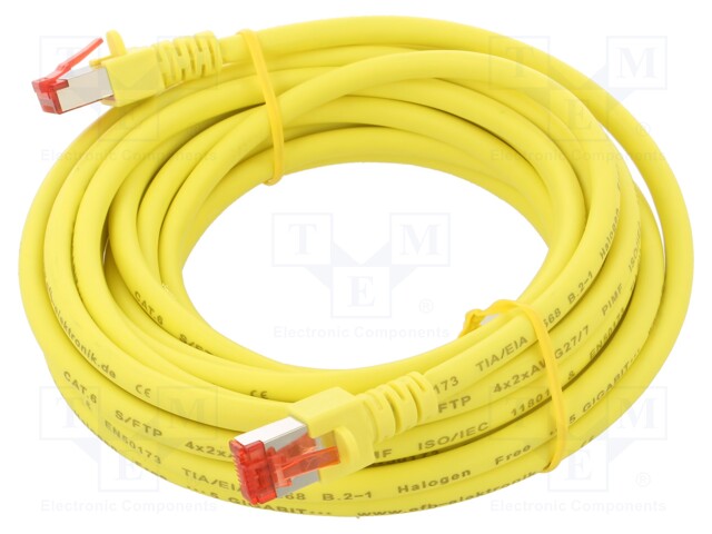 Patch cord; S/FTP; 6; stranded; Cu; LSZH; yellow; 5m; 27AWG