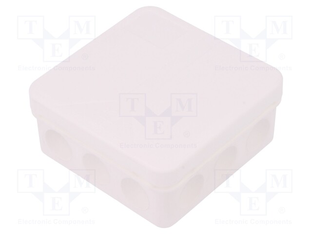 Enclosure: junction box; X: 85mm; Y: 85mm; Z: 37mm; polypropylene