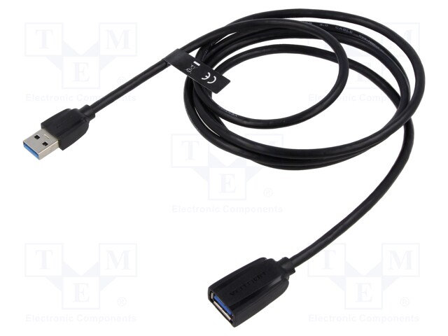 Cable; USB 3.0; USB A socket,USB A plug; nickel plated; 1.5m