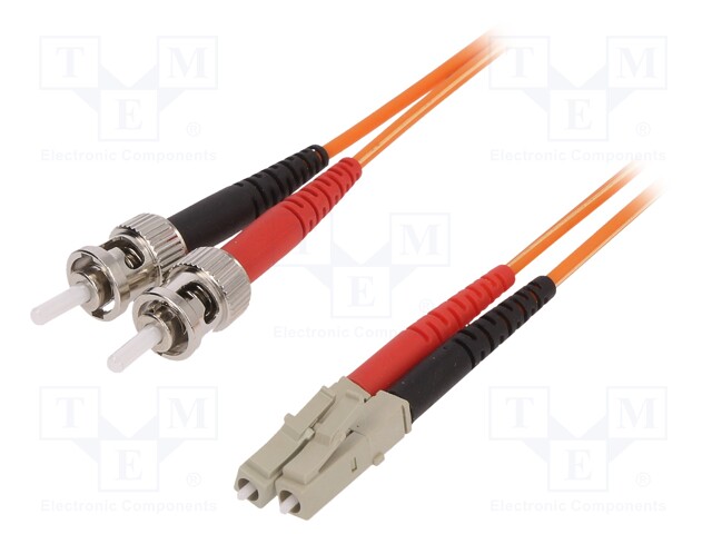 Fiber patch cord; OM1; LC/ST; 2m; LSZH; Optical fiber: 62.5/125um