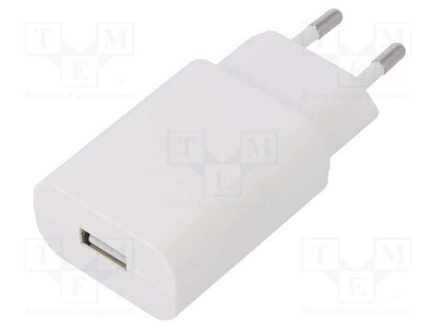 Power supply: switched-mode; 5VDC; 1A; Out: USB; 5W; Plug: EU; 0÷40°C