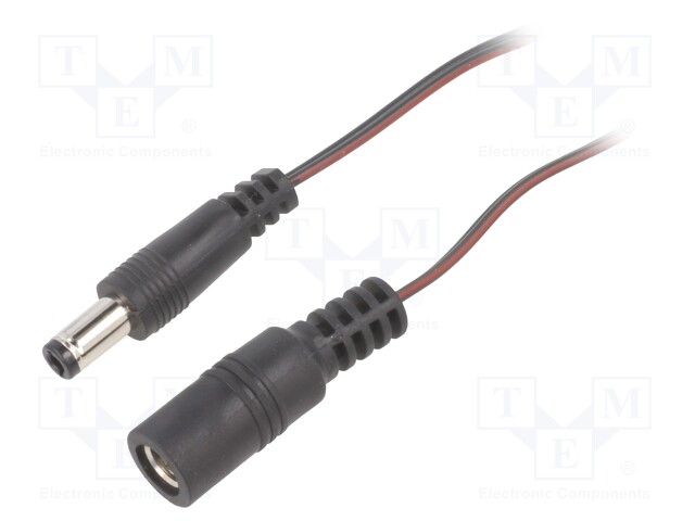 Cable; DC 5,5/2,5 plug,DC 5,5/2,5 socket; straight; 0.35mm2