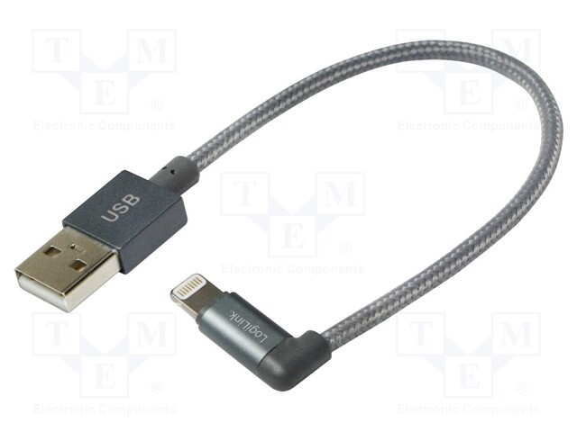 Cable; USB 2.0; USB A plug,Apple Lightning angled plug; 150mm