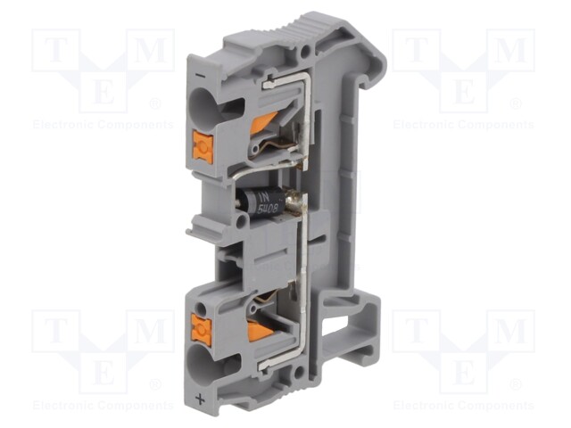 Splice terminal: rail; PT; 0.2÷6mm2; ways: 1; terminals: 2; grey