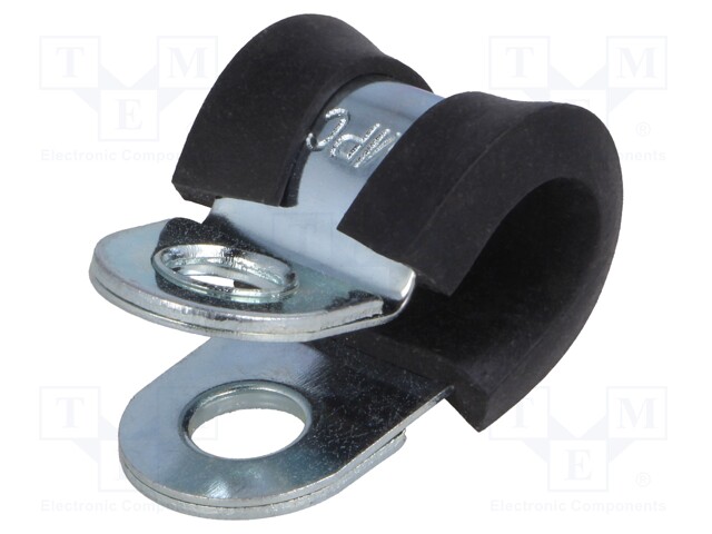 Fixing clamp; ØBundle : 8mm; W: 15mm; steel; Cover material: EPDM