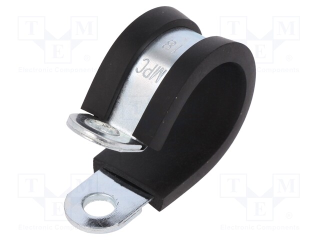 Fixing clamp; ØBundle : 18mm; W: 12mm; steel; Cover material: EPDM