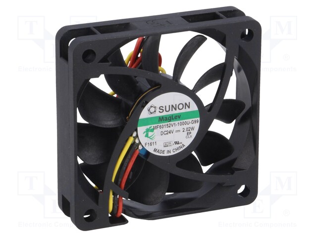 Fan: DC; axial; 24VDC; 60x60x15mm; 44.85m3/h; 34.2dBA; Vapo; 4700rpm