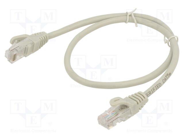 Patch cord; U/UTP; 5e; CCA; grey; 2m; RJ45 plug,both sides; 26AWG