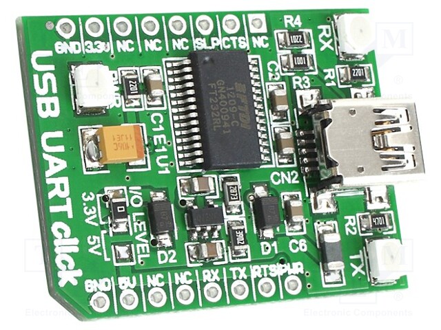 Click board; interface; UART,USB; FT2232RL; mikroBUS connector