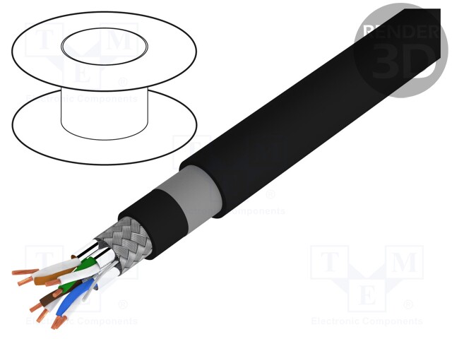 Wire; S/FTP,HELUKAT® 500; 6a; CobraNet,EtherSound,outdoor; Cu