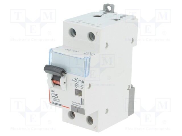 RCBO breaker; Inom: 25A; Ires: 30mA; Max surge current: 250A; 400V