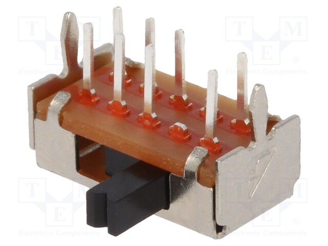 Switch: slide; Pos: 3; 0.2A/12VDC; ON-ON-ON; Mounting: PCB,THT; 20mΩ