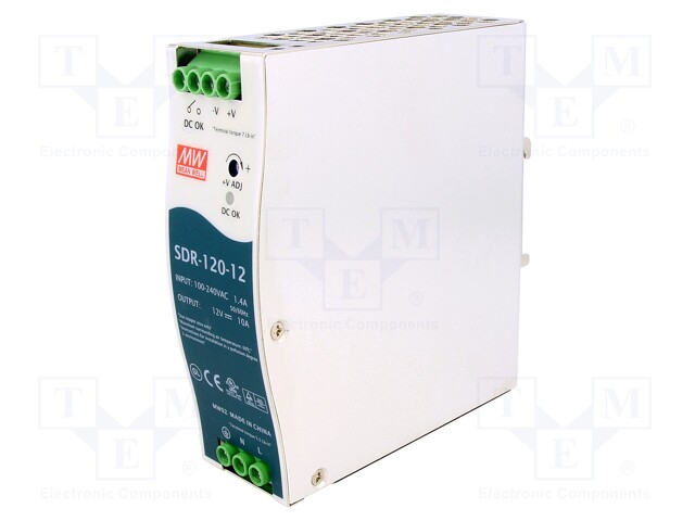 Power supply: switched-mode; 120W; 12VDC; 12÷14VDC; 10A; 88÷264VAC